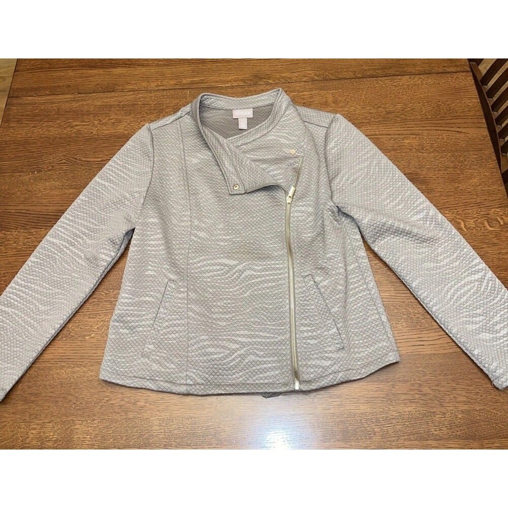 Chico's (Sz 1) Medium Women's Blazer Jacket Clay Brown Suit Separate Full Zip